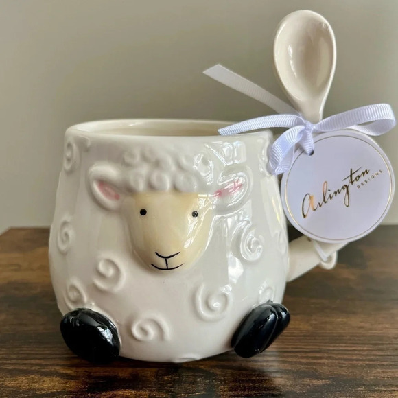 Arlington| 3D  Handcrafted Ceramic Lamb Mug & Spoon Set Spring Easter - Picture 1 of 5